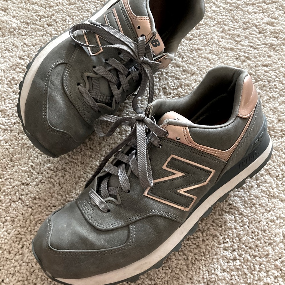 New Balance 574 with Metallic Rose Gold Accents